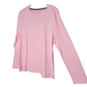 Talbots Tee Shirt Womens Size XL Baby Pink 100% Pima Cotton L/S Crew Neck Top